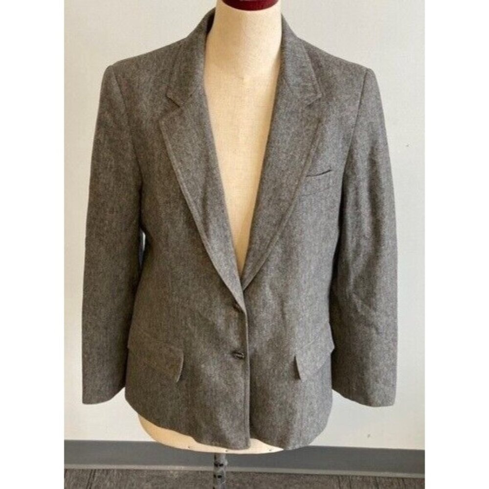 Liz Claiborne Blazer Gray Wool One Button Front Size 12
